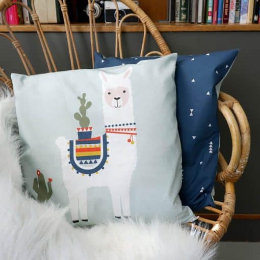 Kussen kinderkamer Lama pastelgroen