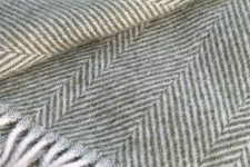plaid groen wit visgraat wol