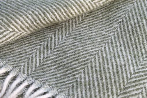 plaid groen wit visgraat wol