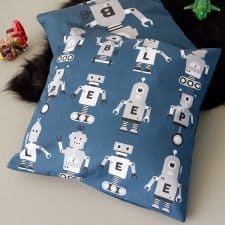 kussen robot blauw grijs