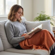plaid oranje cashmere merino wol John Hanly Ookinhetpaars