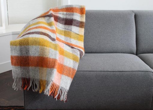 plaid geel oranje ruiten wol