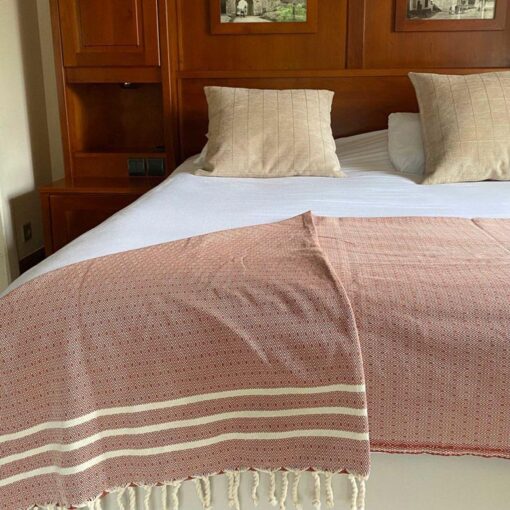 sprei terracotta plaid katoen stripes