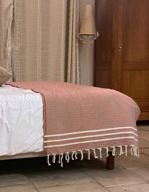 plaid terracotta sprei katoen