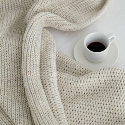 woondeken beige gebreid wolmix moyha take a rest beige