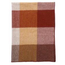 plaid rust oranje blokken lamswol klippan