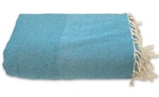 plaid turquoise grand foulard katoen