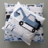 kussen blauw graafmachine kinderkamer
