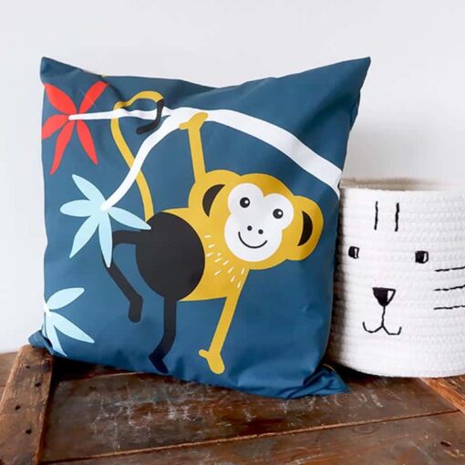 kussen donkerblauw aap jungle kinderkamer