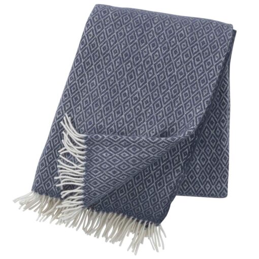 plaid donkerblauw lamswol klippan stella