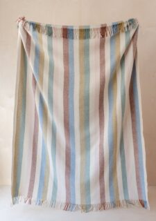 Picknickkleed groen blauw beige strepen wol