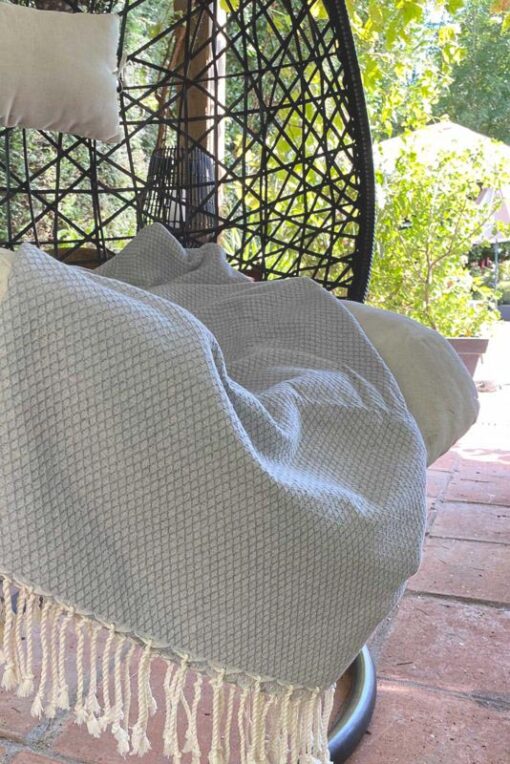 plaid katoen grijs ottoman