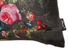 Kussen multicolour zwart groen meubelstof Stilleven detail