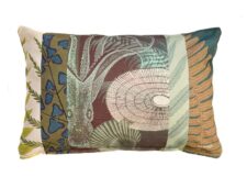 Buitenkussen blauw bruin polyester tropical ocean