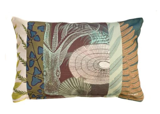 Buitenkussen blauw bruin polyester tropical ocean