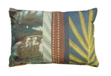 Buitenkussen bruin blauw waterafstotend polyester
