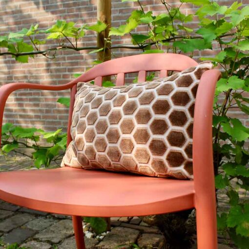 Velours kussen cognac bruin langwerpig