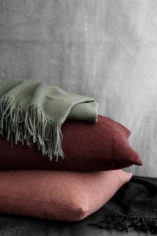 botanisch groen effen plaid alpacawol