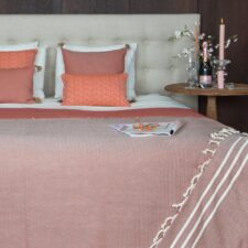 sprei terracotta plaid katoen grand foulard lantara stripes