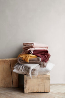 Plaids van alpacawol roze bordeaux oker beige