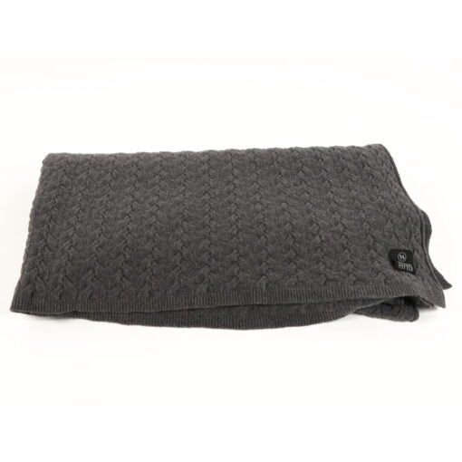 plaid donkergrijs gebreid wol holm