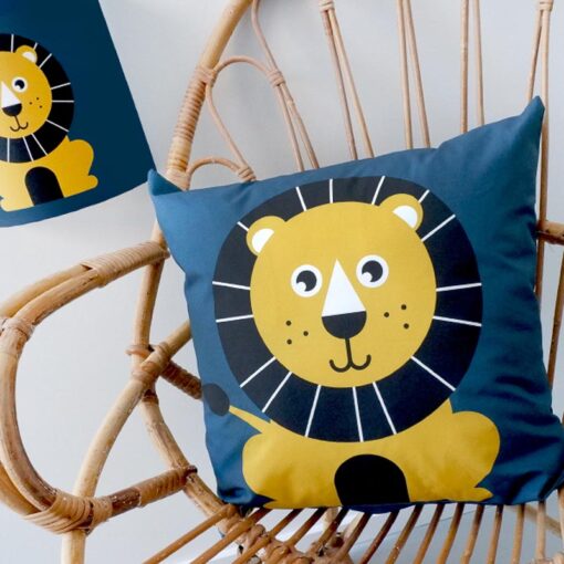 kussen blauw leeuw kinderkamer