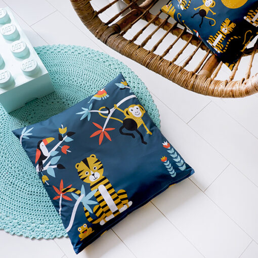 kussen jungle aap donkerblauw groot