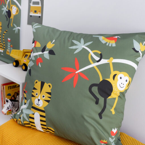 kussen olijfgroen jungle aap kinderkamer