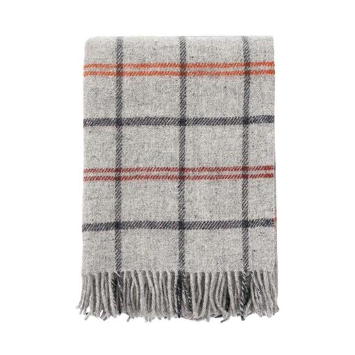 plaid lichtgrijs ruiten lamswol klippan