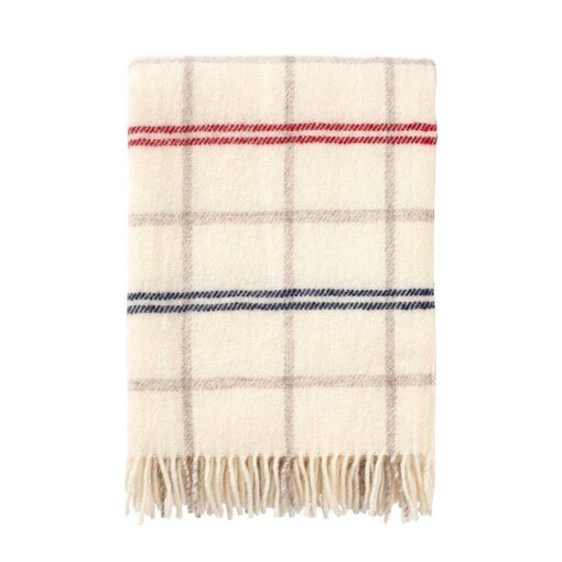 plaid wit rood blauw ruiten lamswol klippan
