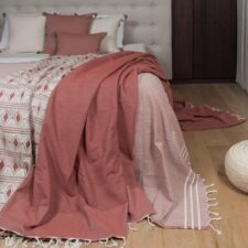 plaid terracotta grand foulard boho stripes wafel katoen lantara