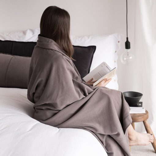 sprei jersey katoen taupe
