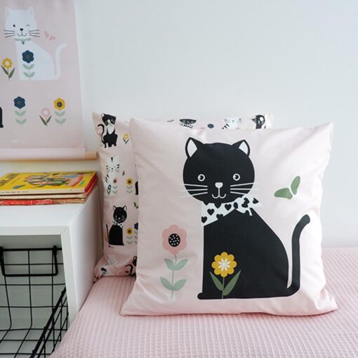 Sierkussen Kitten zwart Oud roze