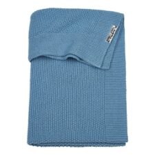 ledikantdeken wiegdeken blauw katoen gebreid meyco