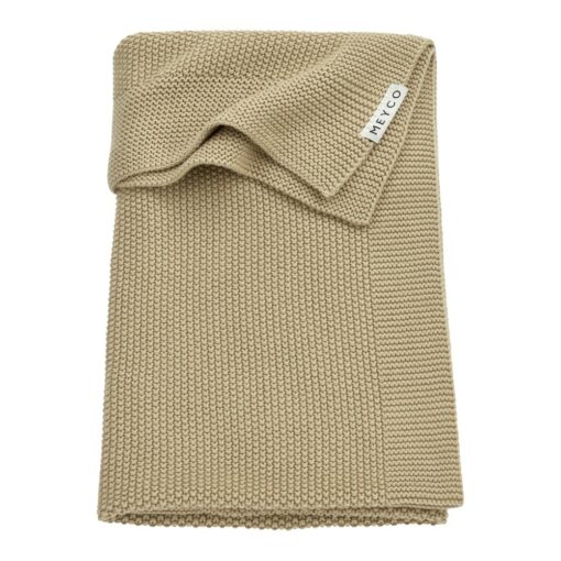 ledikantdeken wiegdeken zand beige gebreid katoen meyco