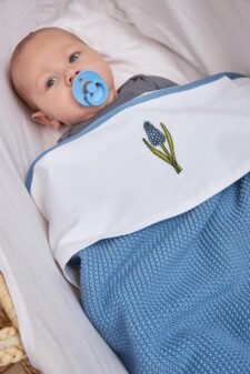 wiegdeken blauw ledikantdeken katoen gebreid