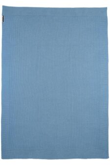 wiegdeken ledikantdeken blauw katoen gebreid meyco