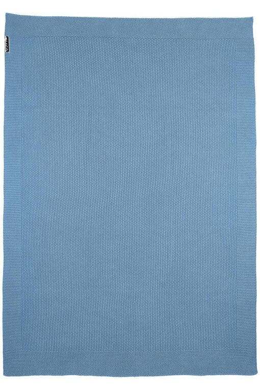 wiegdeken ledikantdeken blauw katoen gebreid meyco