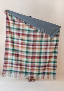 Geruit picknickkleed van wol groen bordeaux bruin