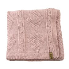 Wiegdeken merinowol roze kabel