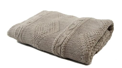 Wollen babydeken beige kabel