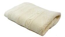 Wollen babydeken creme kabel