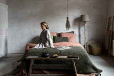mosgroene plaid van wol