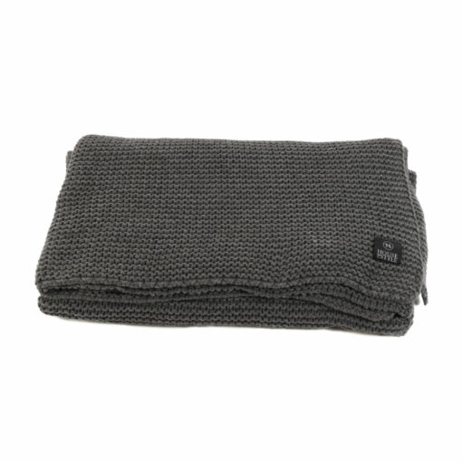 plaid donkergrijs wol grofgebreid devon