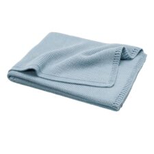 Babydeken blauw katoen gebreid uni fresk
