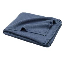 Babydeken donkerblauw katoen gebreid uni fresk
