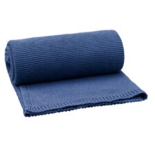Wiegdeken donkerblauw katoen gebreid uni fresk