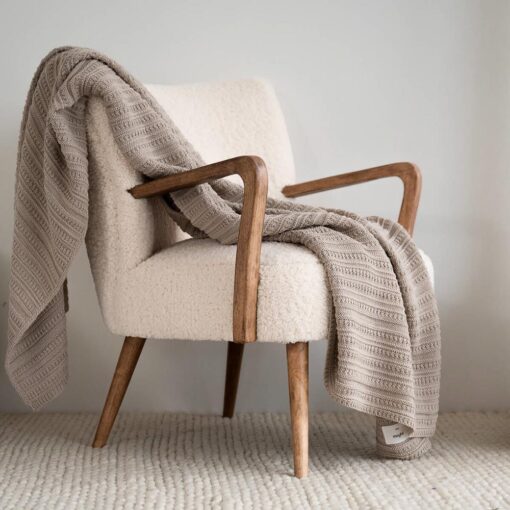 Plaid beige wol gebreid Moyha Pure Wool Pattern