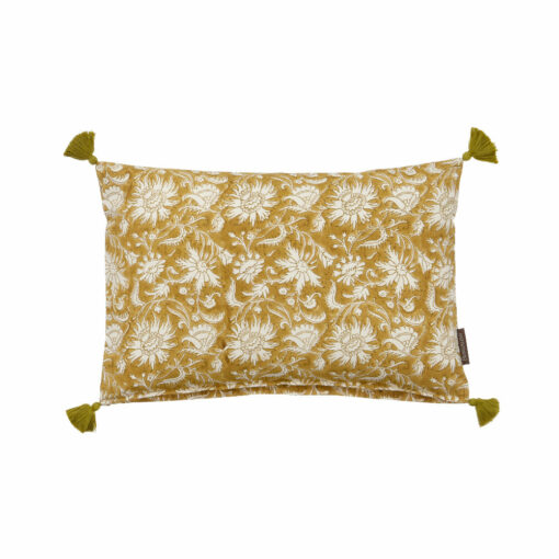 kussen okergeel katoen blokprint bungalow phalanpur masala