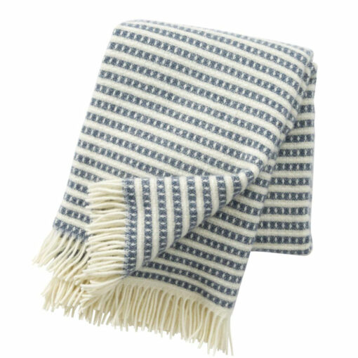 plaid blauw wit lamswol klippan olle